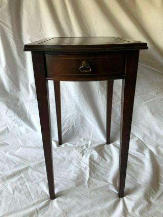Small Antique Leather Top Mahogany Rectangular Side Table Columbia Manufacturing