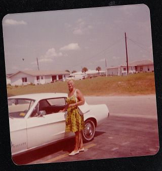 Vintage Antique Photograph Older Woman Standing By Vintage Car Automobile