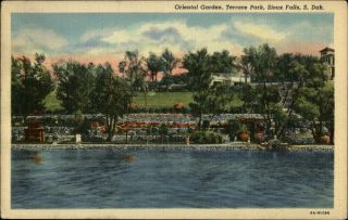 Oriental Garden Terrace Park Sioux Falls South Dakota 1945 Vintage Postcard