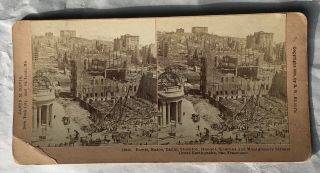 1906 Stereo View Photo Card San Francisco Great Earthquake Ruins