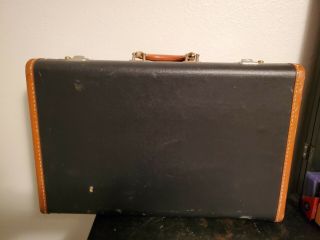 Vintage Aviation Aeroplane Black Leather Steamer Trunk Luggage Suitcase 21 "