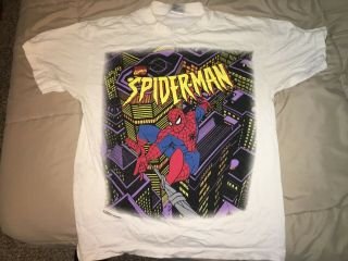 Spider - Man T - Shirt L Large Vintage Animated From 1990 