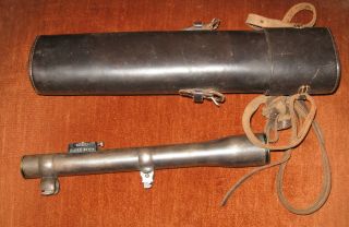 Vintage Oigee Luxor 3x 29261 Sniper? Scope & Akah Leather Scope Case