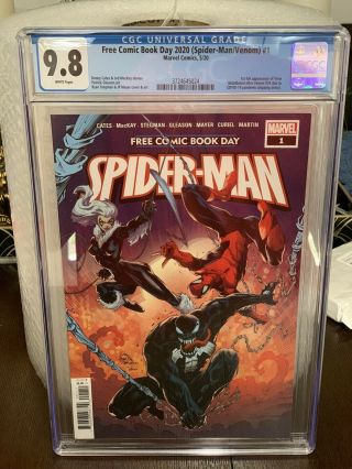 Cgc 9.  8 Spider - Man / Venom Fcbd 2020 Marvel 1st App Virus Comic Book Day Nm