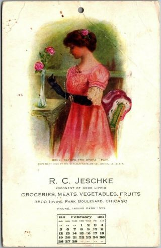 Vintage Chicago Il Advertising Postcard R.  C.  Jeschke Grocers Feb 1911