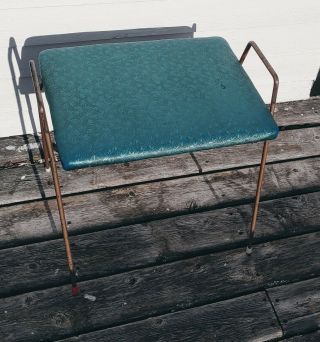 Vintage Vinyl Vanity Stool Bench Turquoise