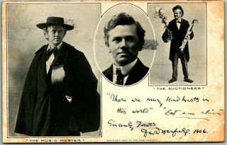 Vintage 1907 Actor Advertising Postcard " The Music Master " / " The Auctioneer "