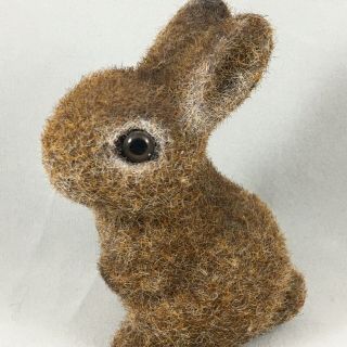 Vintage Josef Originals Furry Flocked Fuzzy Bunny Rabbit Japan Decor EASTER 3