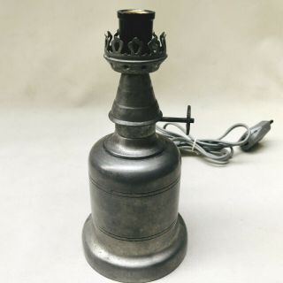 Vintage French Pewter Miners Oil Lamp Converted To An Electric Light