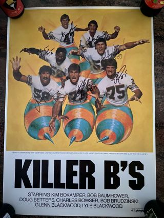 Miami Dolphins Killer B’s Defense Poster Autographed Vintage 1980’s Nfl