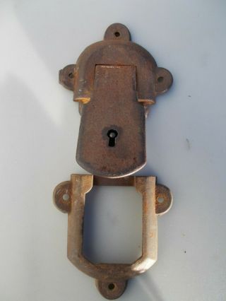 Antique Steamer Trunk Parts Cast Iron Lock Set No/key