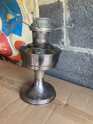 Vintage Aladdin 21 Silver Metal Oil Lamp