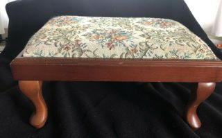 Vintage Wooden Queen Anne Style Ottoman/ Foot Stool Tapestry - Taiwan