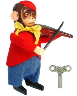 Vintage Schuco Germany Wind - Up Monkey Playing Violin Concert Violinist Ex