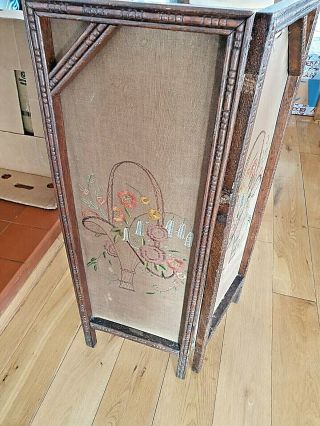 Small Victorian Needlepoint Embroidered Screen 2