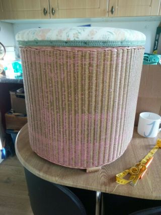 Vintage Lloyd Loom Half Moon Laundry Linen Basket 3