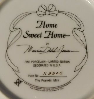 Franklin ' Home Sweet Home ' Plate by Maureen Drdak Jensen,  Plate X3305 3