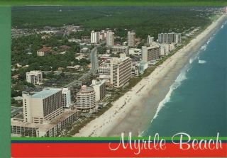 Vintage South Carolina Sc Postcard Aerial View Myrtle Beach Grand Strand