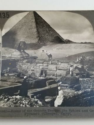 Antique Photo Of The Sphinx & Great Pyramid,  Egypt Keystone Sterioscope View Co.