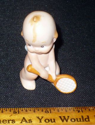 Vintage Lefton Kewpie Doll Angel Playing Tennis / Ceramic Figurine 1795