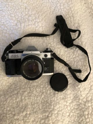 Canon Ae - 1 Program Black Vintage Film Camera With 50 Mm 1:18 Lens