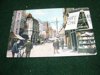 Vintage Postcard Exeter High Street Chemist Shop People Guildhall Star Series