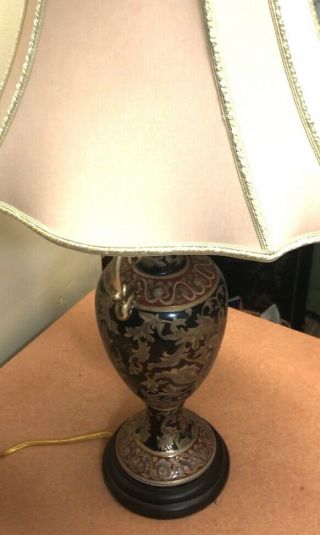 Vintage Bombay Company Porcelain Table Lamp Ornate Design Red Black Gold Shade