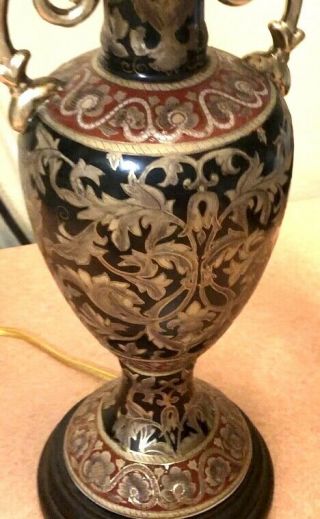 Vintage Bombay Company Porcelain Table Lamp Ornate Design Red Black Gold Shade 2