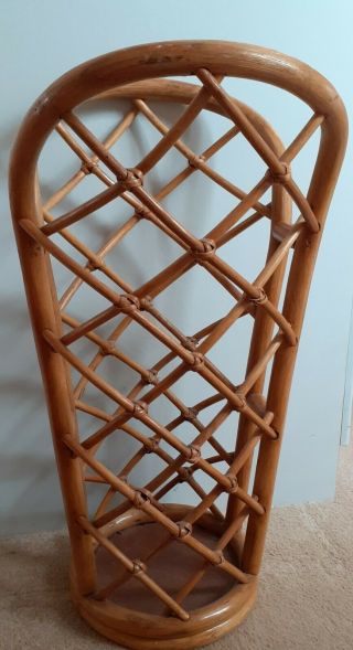 Vintage Wooden Bamboo Chipendale Style Umbrella Stand