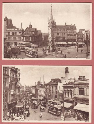 Leicester City Centre & Trams : 2: Vintage Postcards