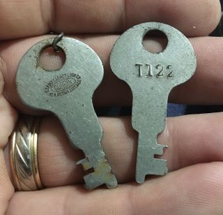 Antique Steamer Trunk Key Corbin T122