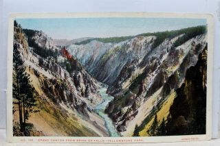Yellowstone National Park Brink Of Falls Grand Canyon Postcard Old Vintage Card