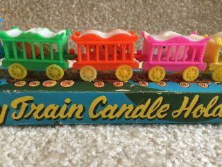 VINTAGE PLASTIC CIRCUS TRAIN BIRTHDAY CANDLE HOLDER CAKE TOPPER 3