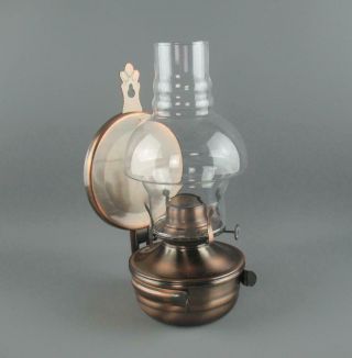Lamplight Farms Wall Hanging Paraffin Oil Lamp & Chimney Antique Copper Finish