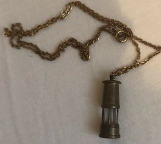 Antique/vintage Brass Miners Lamp Necklace Found In Attic
