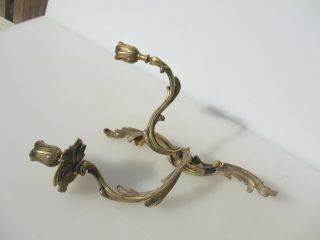 Antique Brass Wall Light Sconce Old Leaf Lamp Vintage Rococo Baroque French Gold