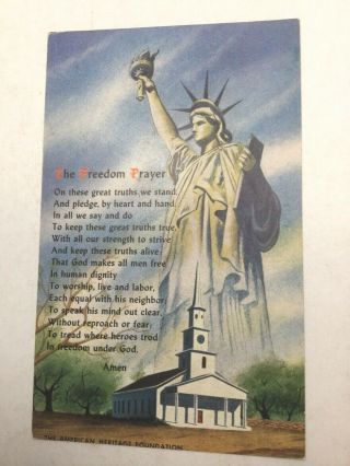 Vintage Patriotic Postcard,  Statue Of Liberty,  Freedom Train,  Unposted