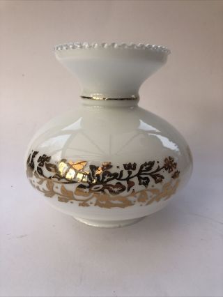 Vintage Oil Lamp Glass Globe Milk Glass With Gold Gilt