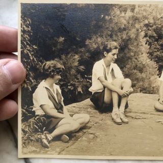 Antique 1934 B&W Photo Identified Group Posing Young Girl Scout Camp Kinneowatha 2