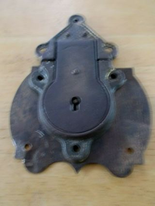Antique Steamer Trunk Parts Cast Iron Lock Set W/backplate No/key