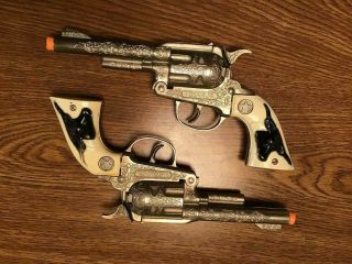 Vintage Hubley Texan Jr.  Toy Cap Guns (2) With Holster 1960 