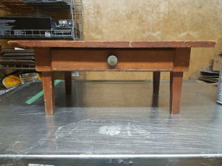 Vintage Small Wooden Table With Drawer 8 Inches Tall