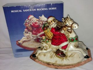 Vintage Musical Santa On Rocking Horse I.  O.  B.