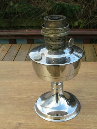 Vintage Oil Lamp Aladdin Mid 20th C Silver Metal