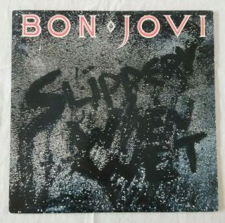 Vtg Bon Jovi Slippery When Wet Vinyl Record Album 1986 Mercury 830264 - 1 M - 1 Rock