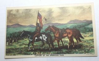 Vintage Native American Postcard,  “capture Of The American Flag” Unposted