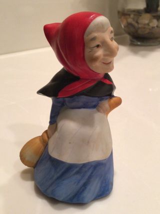 Vintage Jsny J.  S.  N.  Y.  Bell Good Luck Kitchen Witch - Woman W/ Broom - Baba Yaga