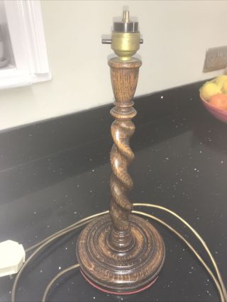 Antique Barley Twist Table Lamp Dark Wood Finish 35cm Tall