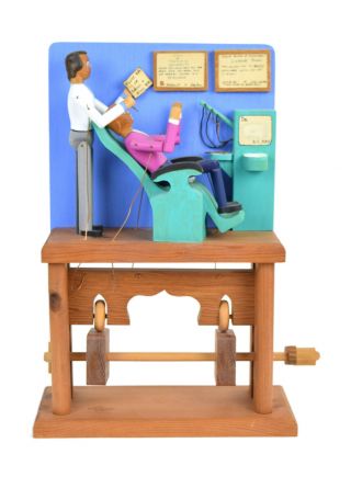 Vintage Woody Jones Mechanical Automaton Dentist & Patient Diorama 1989