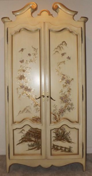 Vintage Chinoiserie Hand Painted Armoire Union National Fine Furniture